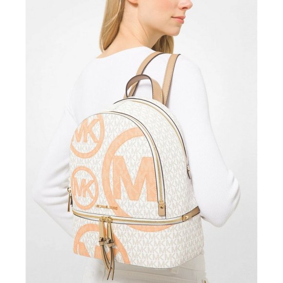 Michael Kors Rhea Zip Medium Leather MK Signature Backpack School Bag main image 6
